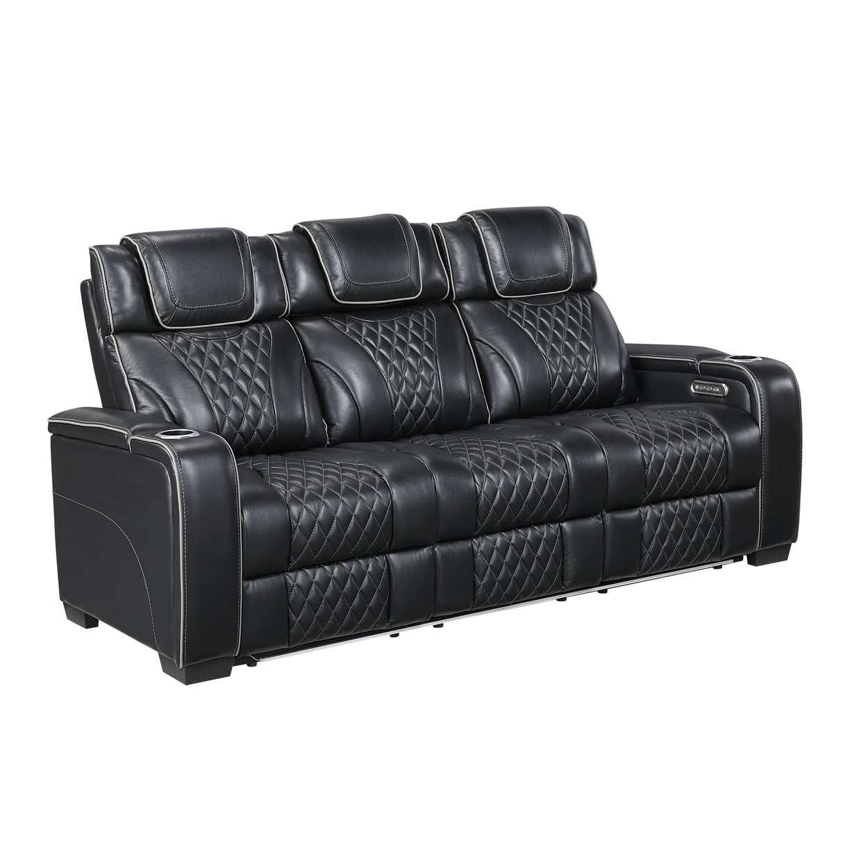 Apex Black Leather Power Double Reclining Sofa from Homelegance - Luna Furniture