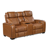 Apex Brown Leather Power Reclining Sofa and Loveseat from Homelegance - Luna Furniture