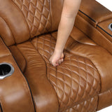 Apex Brown Leather Power Reclining Sofa and Loveseat from Homelegance - Luna Furniture
