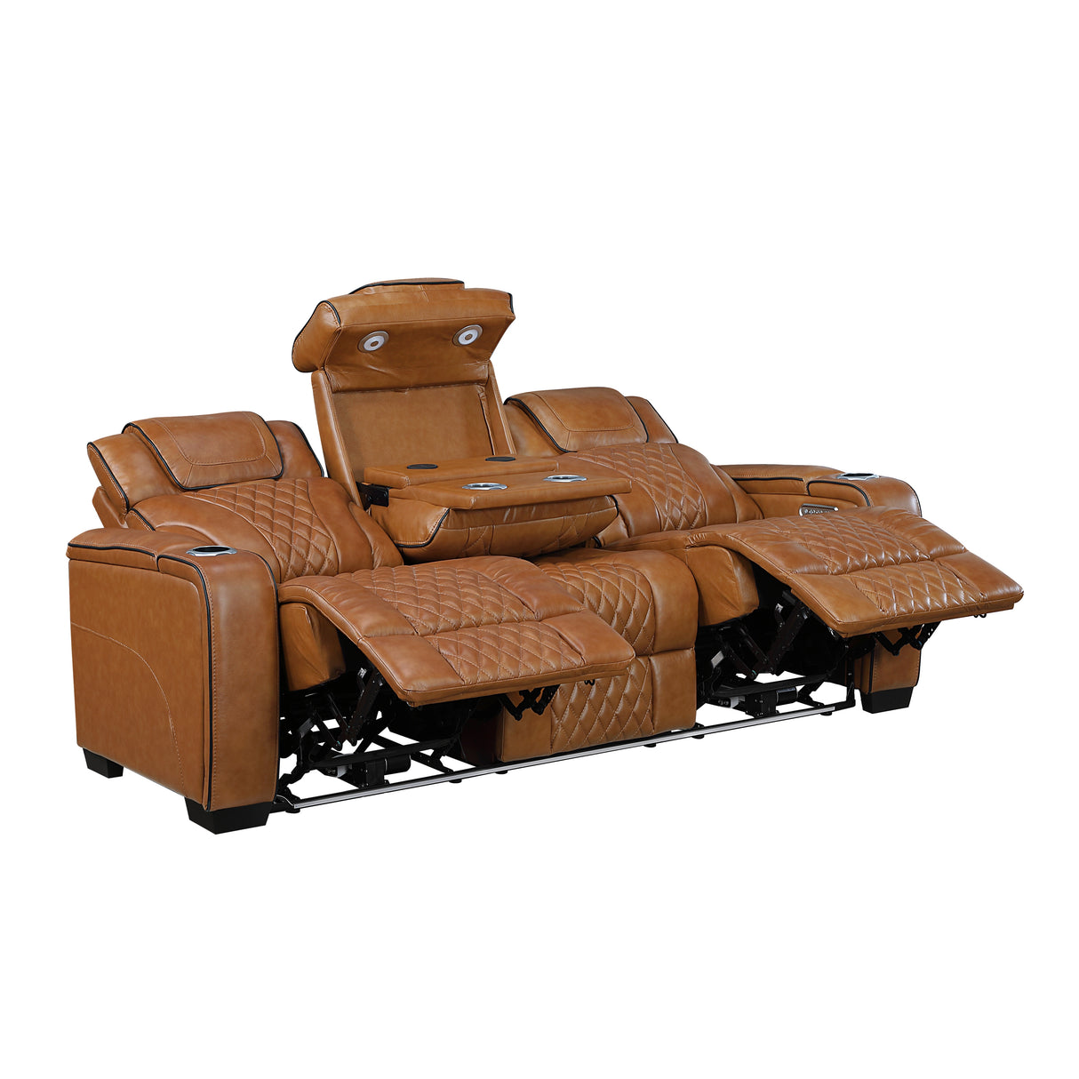 Apex Brown Leather Power Reclining Sofa and Loveseat from Homelegance - Luna Furniture