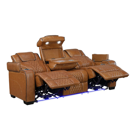 Apex Brown 2-Piece Leather Power Reclining Living Room Sets from Homelegance - Luna Furniture