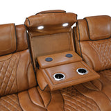 Apex Brown Leather Power Reclining Sofa and Loveseat from Homelegance - Luna Furniture