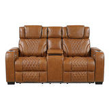 Apex Brown Leather Power Reclining Sofa and Loveseat from Homelegance - Luna Furniture