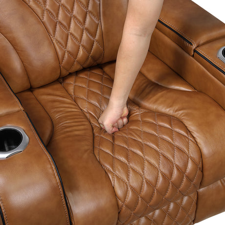Apex Brown Leather Power Double Reclining Loveseat from Homelegance - Luna Furniture