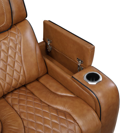 Apex Brown Leather Power Double Reclining Loveseat from Homelegance - Luna Furniture