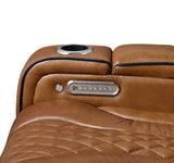 Apex Brown Leather Power Double Reclining Loveseat from Homelegance - Luna Furniture