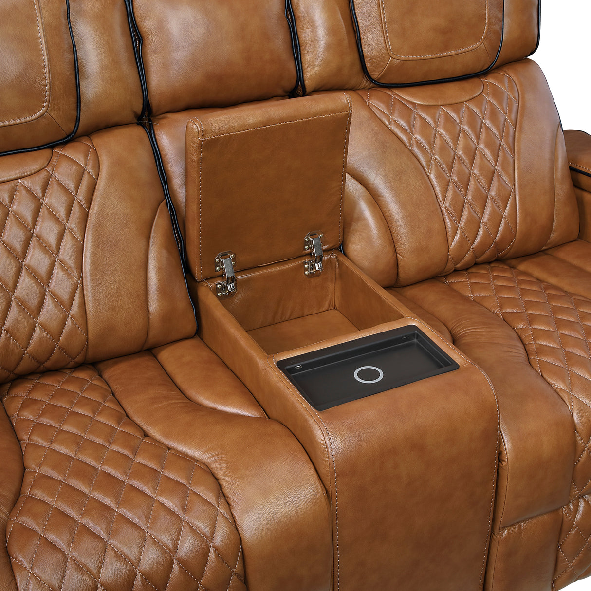 Apex Brown Leather Power Double Reclining Loveseat from Homelegance - Luna Furniture