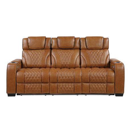 Apex Brown Leather Power Double Reclining Sofa from Homelegance - Luna Furniture