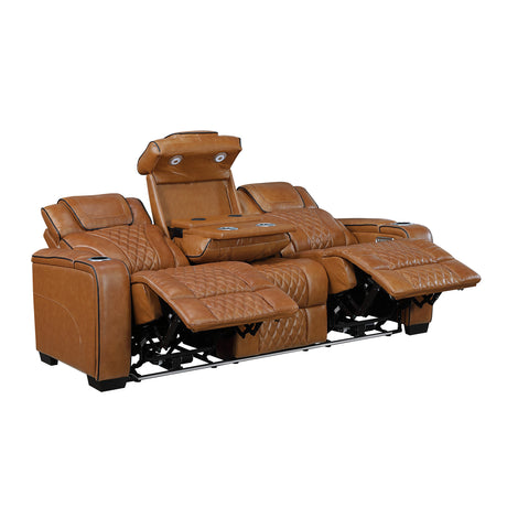 Apex Brown Leather Power Double Reclining Sofa from Homelegance - Luna Furniture
