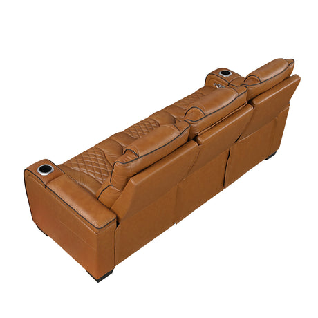 Apex Brown Leather Power Double Reclining Sofa from Homelegance - Luna Furniture