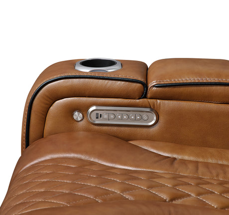 Apex Brown Leather Power Double Reclining Sofa from Homelegance - Luna Furniture
