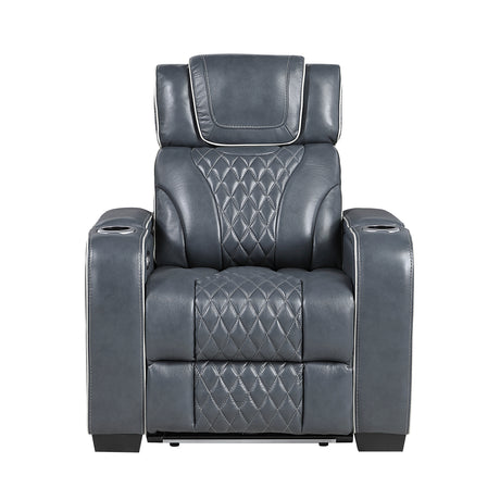Apex Blue Leather Power Reclining Chair from Homelegance - Luna Furniture