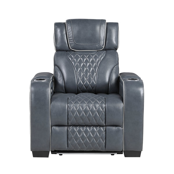 Apex Blue Leather Power Reclining Chair