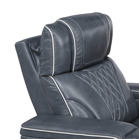 Apex Blue 3-Piece Leather Power Reclining Living Room Sets from Homelegance - Luna Furniture
