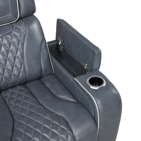 Apex Blue 3-Piece Leather Power Reclining Living Room Sets from Homelegance - Luna Furniture