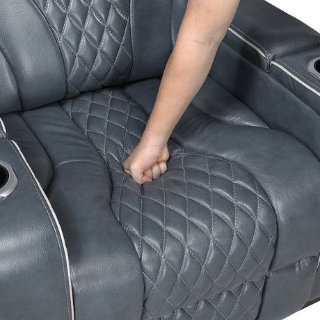 Apex Blue 3-Piece Leather Power Reclining Living Room Sets from Homelegance - Luna Furniture