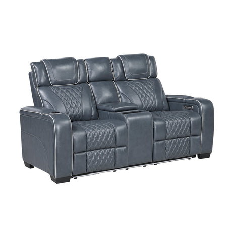 Apex Blue 3-Piece Leather Power Reclining Living Room Sets from Homelegance - Luna Furniture