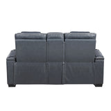 Apex Blue Leather Power Reclining Sofa and Loveseat from Homelegance - Luna Furniture