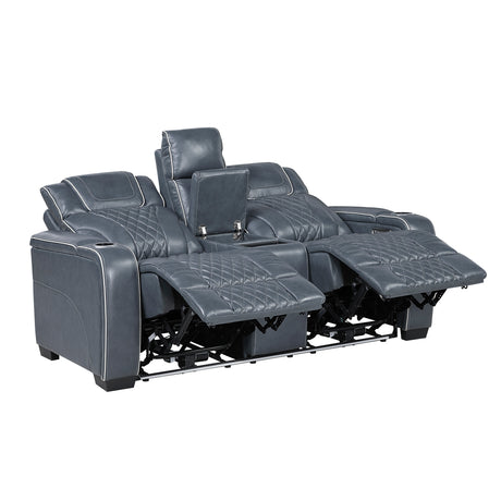 Apex Blue 3-Piece Leather Power Reclining Living Room Sets from Homelegance - Luna Furniture