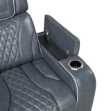 Apex Blue Leather Power Reclining Sofa and Loveseat from Homelegance - Luna Furniture