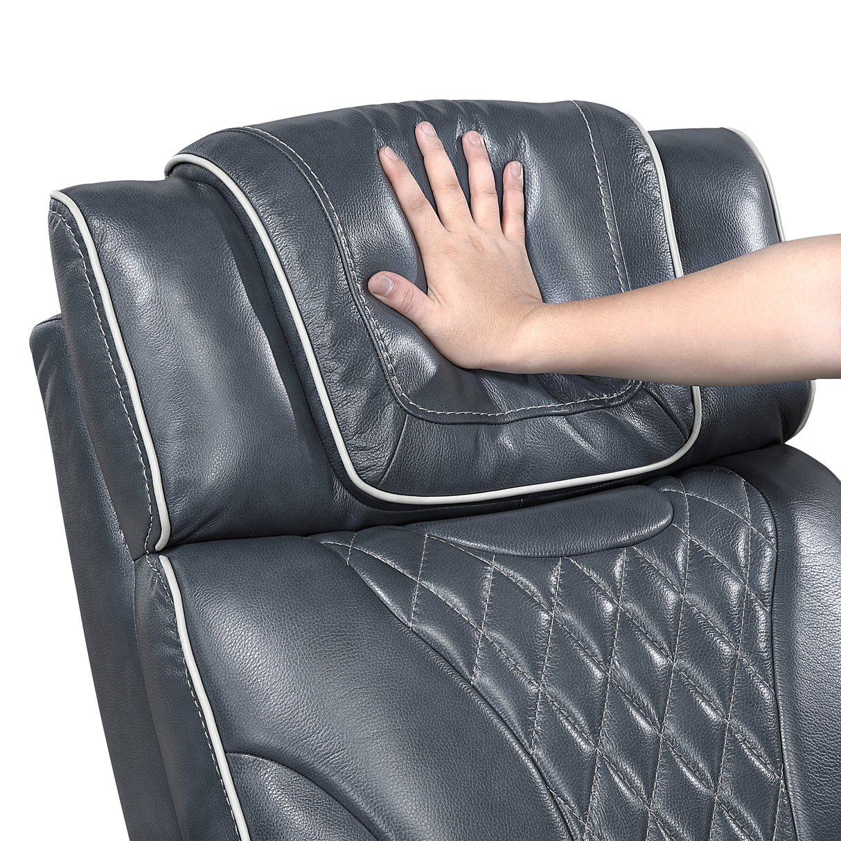 Apex Blue Leather Power Reclining Sofa and Loveseat from Homelegance - Luna Furniture