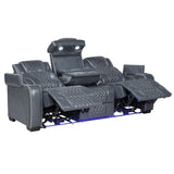 Apex Blue Leather Power Reclining Sofa and Loveseat from Homelegance - Luna Furniture