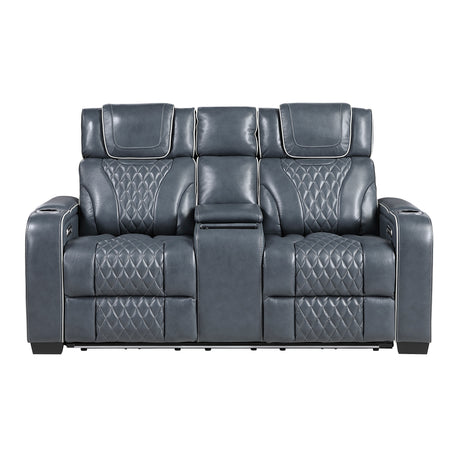 Apex Blue 3-Piece Leather Power Reclining Living Room Sets from Homelegance - Luna Furniture