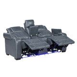 Apex Blue Leather Power Double Reclining Loveseat from Homelegance - Luna Furniture