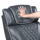 Apex Blue Leather Power Double Reclining Sofa from Homelegance - Luna Furniture