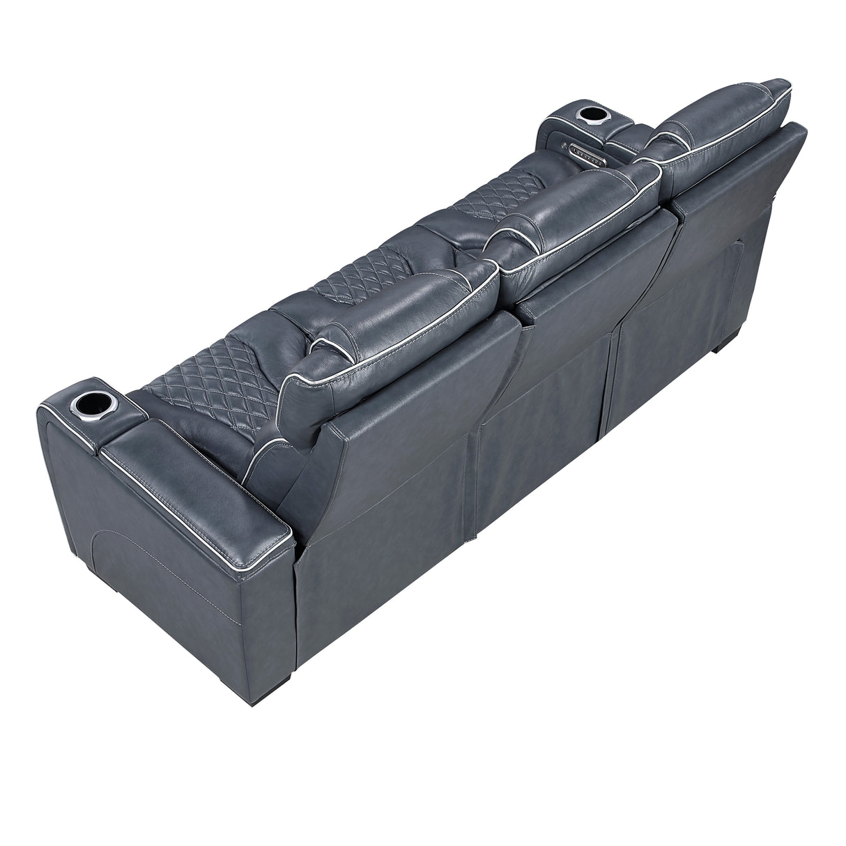 Apex Blue Leather Power Double Reclining Sofa from Homelegance - Luna Furniture