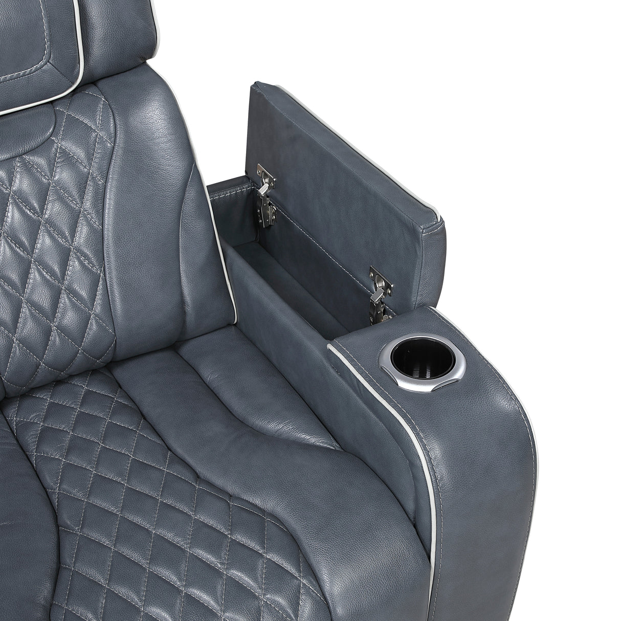 Apex Blue Leather Power Double Reclining Sofa from Homelegance - Luna Furniture