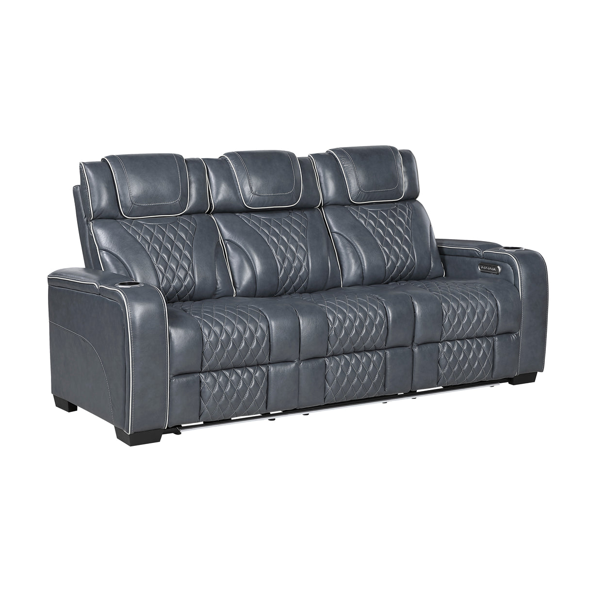 Apex Blue Leather Power Double Reclining Sofa from Homelegance - Luna Furniture