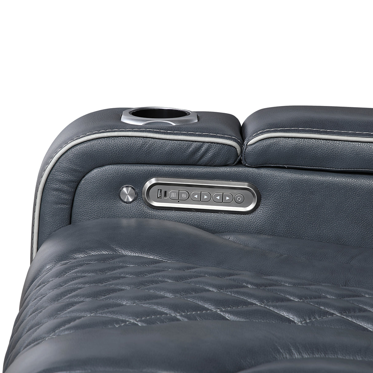 Apex Blue Leather Power Double Reclining Sofa from Homelegance - Luna Furniture