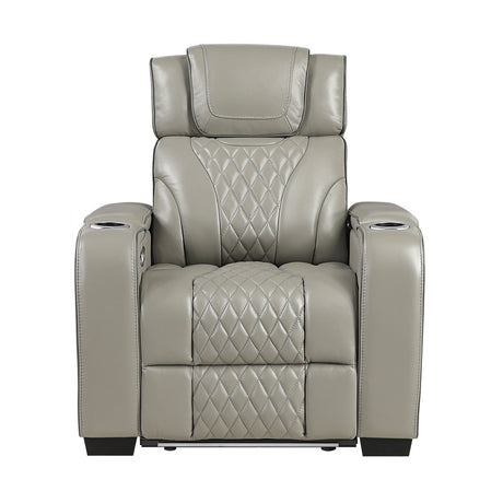 Apex Gray Leather Power Reclining Chair from Homelegance - Luna Furniture