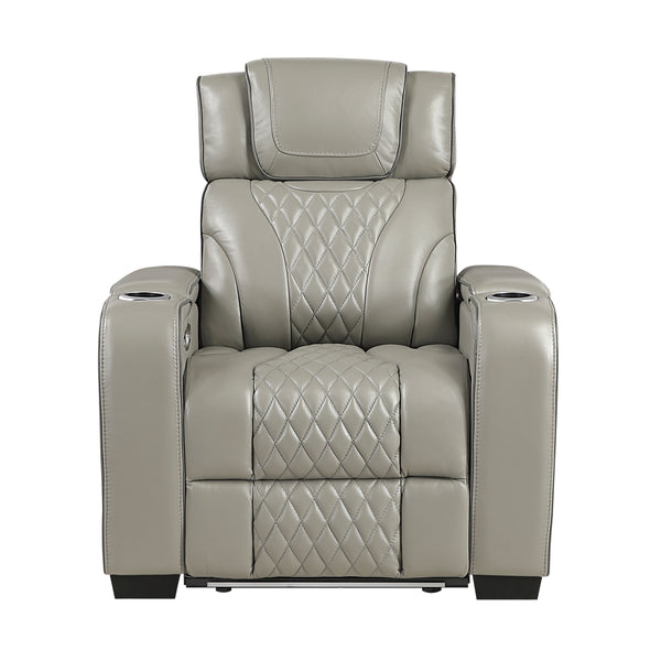 Apex Gray Leather Power Reclining Chair