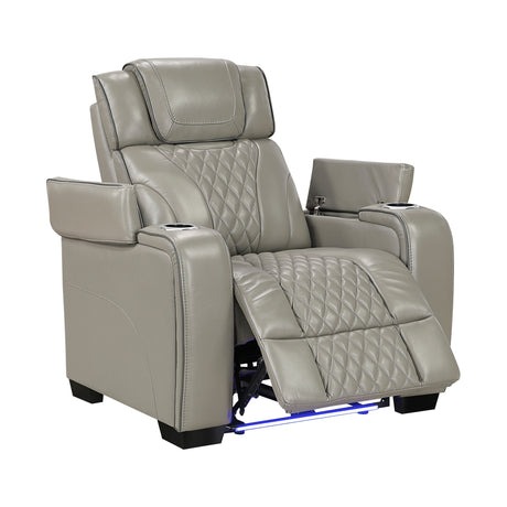 Apex Gray Leather Power Reclining Living Room Set from Homelegance - Luna Furniture