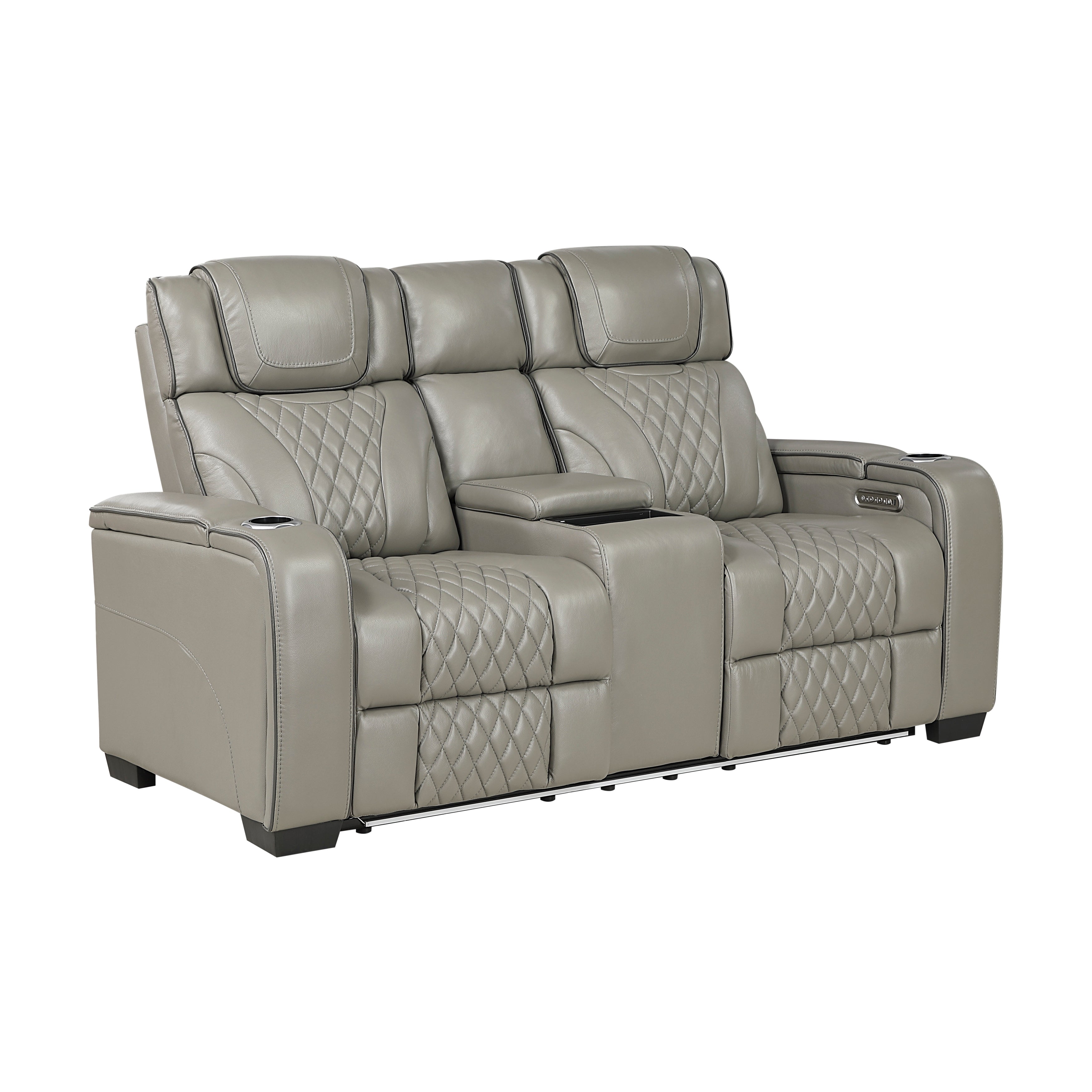 Homelegance Apex Gray 2-Piece Leather Power Reclining Living Room