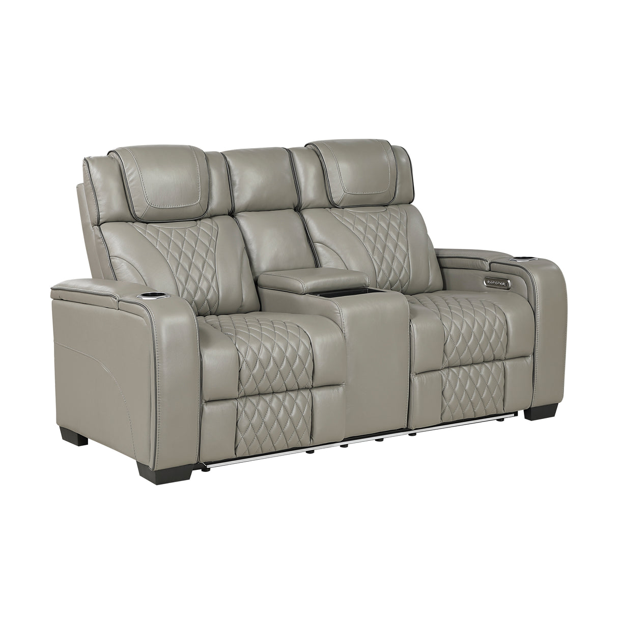 Apex Gray Leather Power Reclining Sofa and Loveseat from Homelegance - Luna Furniture