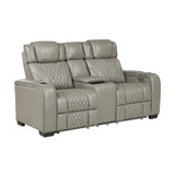 Apex Gray Leather Power Reclining Sofa and Loveseat from Homelegance - Luna Furniture