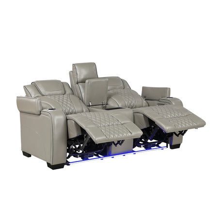Apex Gray Leather Power Reclining Living Room Set from Homelegance - Luna Furniture