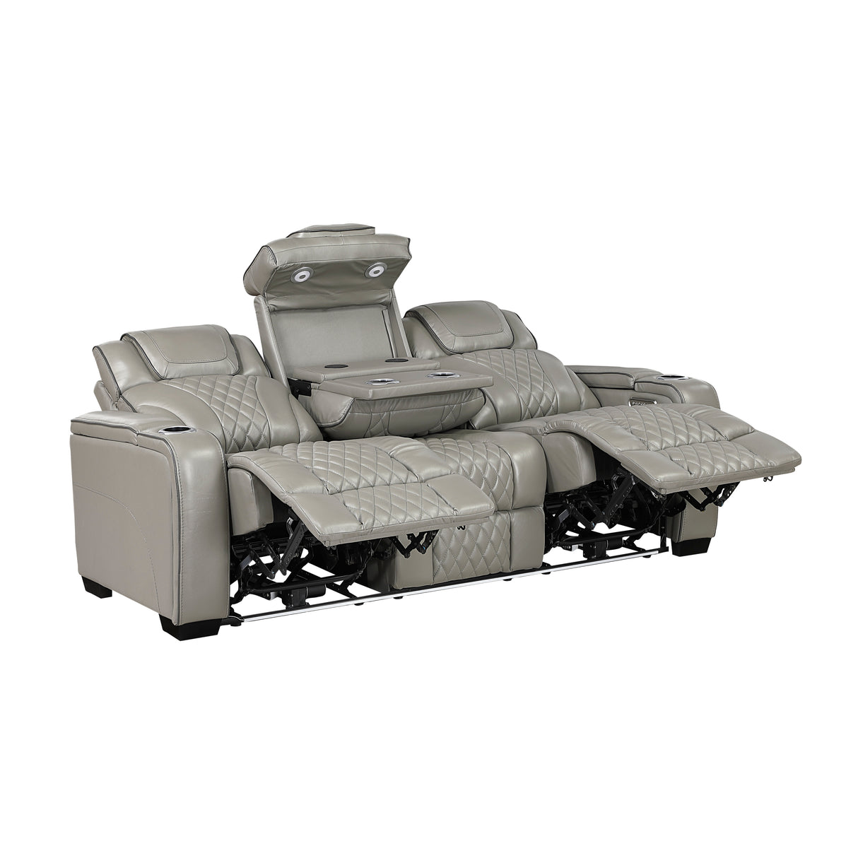 Apex Gray Leather Power Reclining Sofa and Loveseat from Homelegance - Luna Furniture
