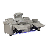 Apex Gray Leather Power Reclining Sofa and Loveseat from Homelegance - Luna Furniture