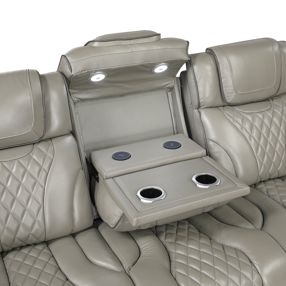 Apex Gray Leather Power Reclining Sofa and Loveseat from Homelegance - Luna Furniture