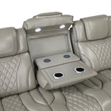 Apex Gray Leather Power Reclining Sofa and Loveseat from Homelegance - Luna Furniture