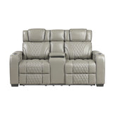 Apex Gray Leather Power Reclining Sofa and Loveseat from Homelegance - Luna Furniture