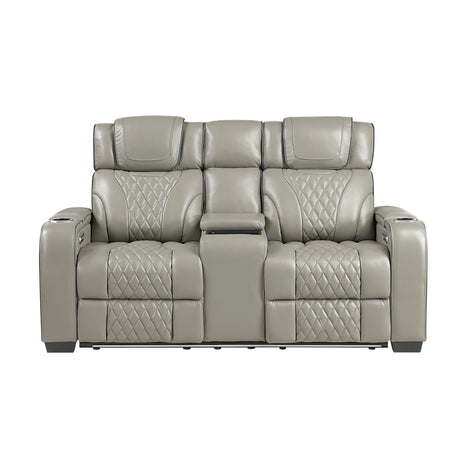 Apex Gray Leather Power Reclining Living Room Set from Homelegance - Luna Furniture