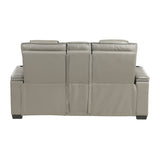 Apex Gray Leather Power Double Reclining Loveseat from Homelegance - Luna Furniture