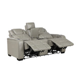 Apex Gray Leather Power Double Reclining Loveseat from Homelegance - Luna Furniture