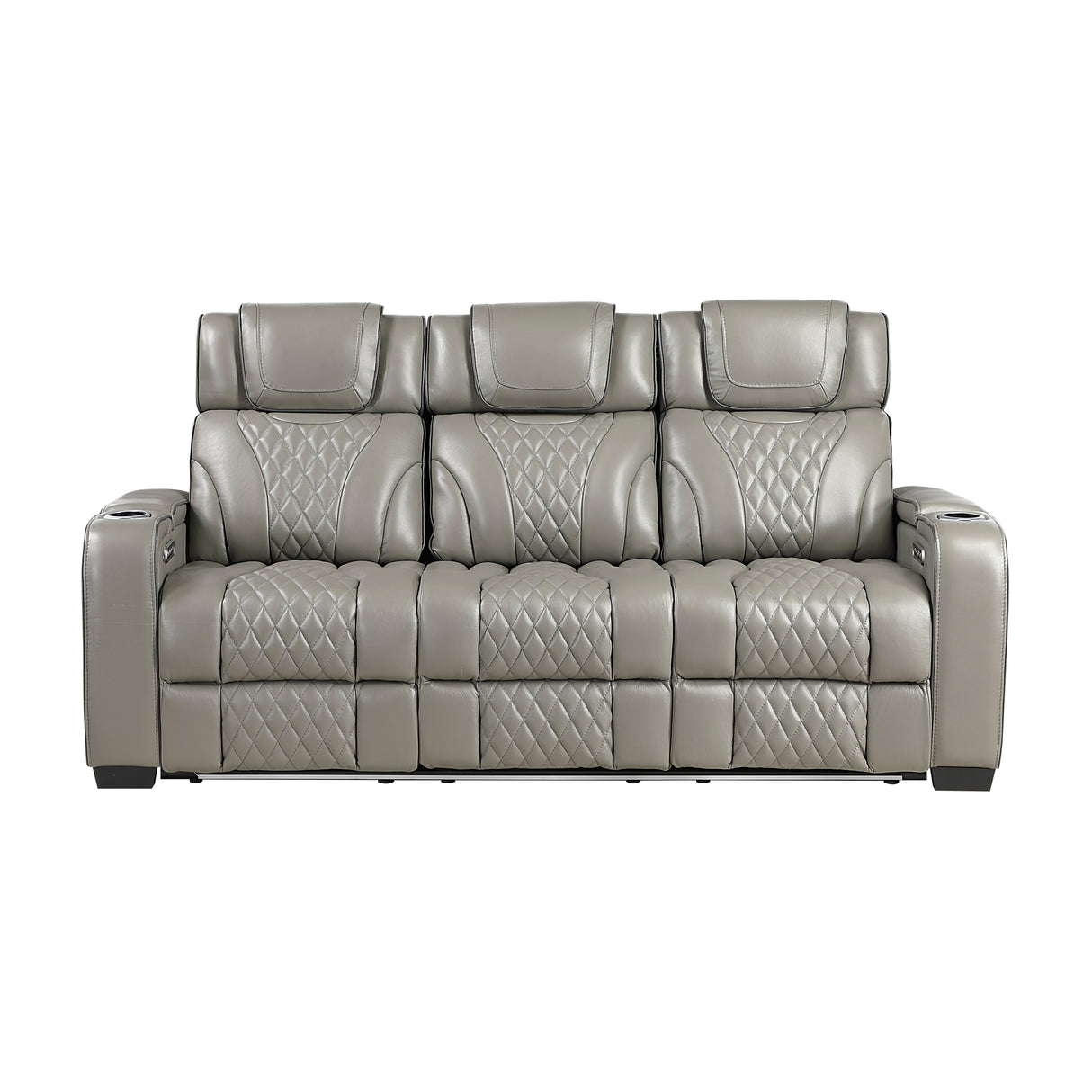 Apex Gray Leather Power Double Reclining Sofa from Homelegance - Luna Furniture