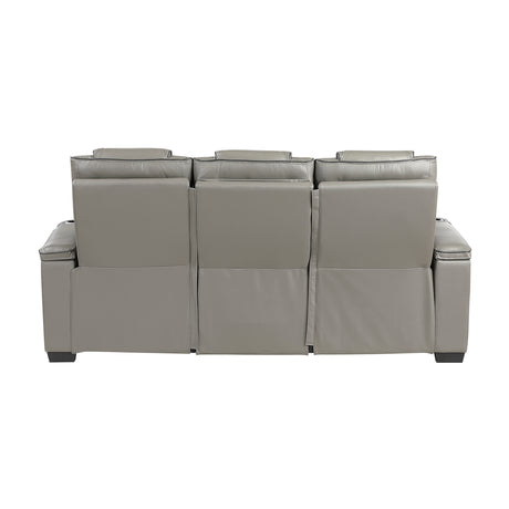 Apex Gray Leather Power Double Reclining Sofa from Homelegance - Luna Furniture